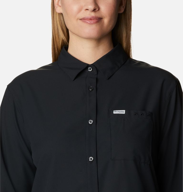 Thumbnail: Women's PFG Sun Drifter Woven Long Sleeve Shirt, Color: Black, image 4