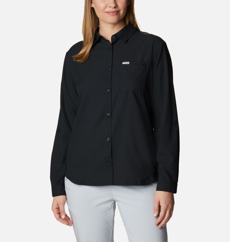 Thumbnail: Women's PFG Sun Drifter Woven Long Sleeve Shirt, Color: Black, image 1