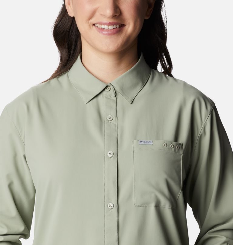 Women's PFG Sun Drifter Woven Long Sleeve Shirt, Color: Safari, image 4