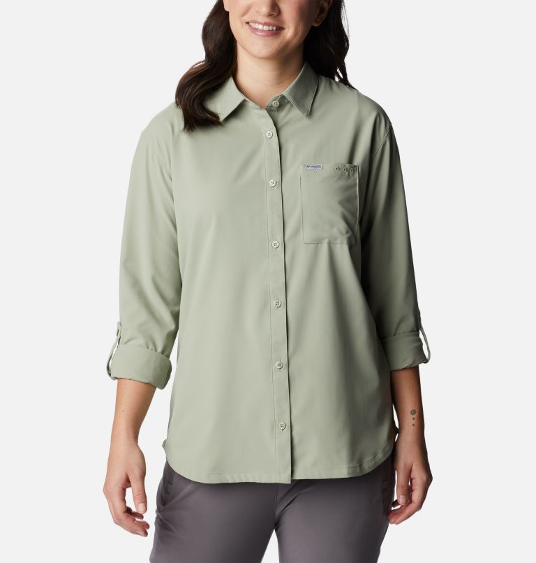 Women's PFG Sun Drifter Woven Long Sleeve Shirt, Color: Safari, image 6