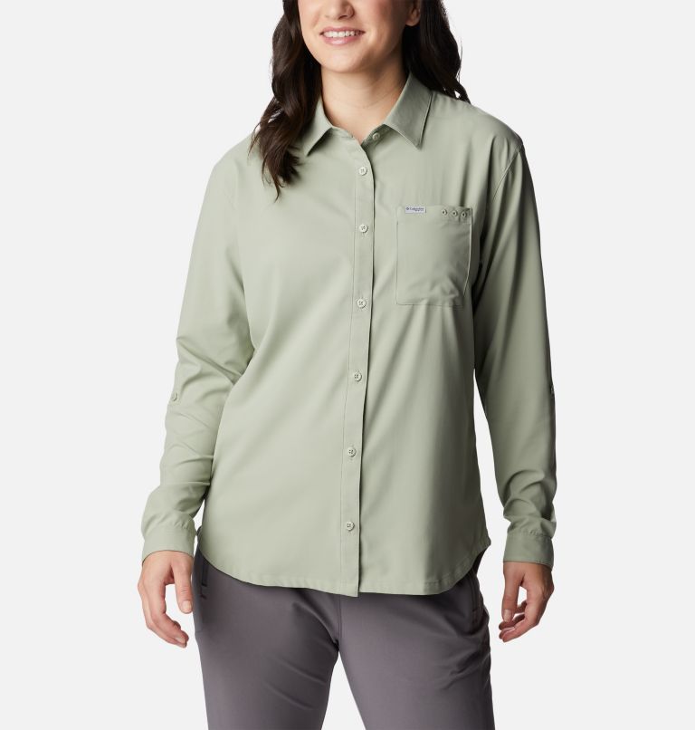 Women's PFG Sun Drifter Woven Long Sleeve Shirt, Color: Safari, image 1
