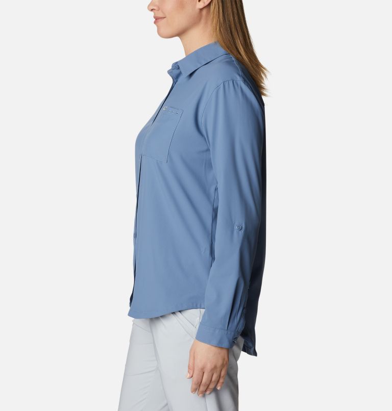 Thumbnail: Women's PFG Sun Drifter Woven Long Sleeve Shirt, Color: Bluestone, image 3