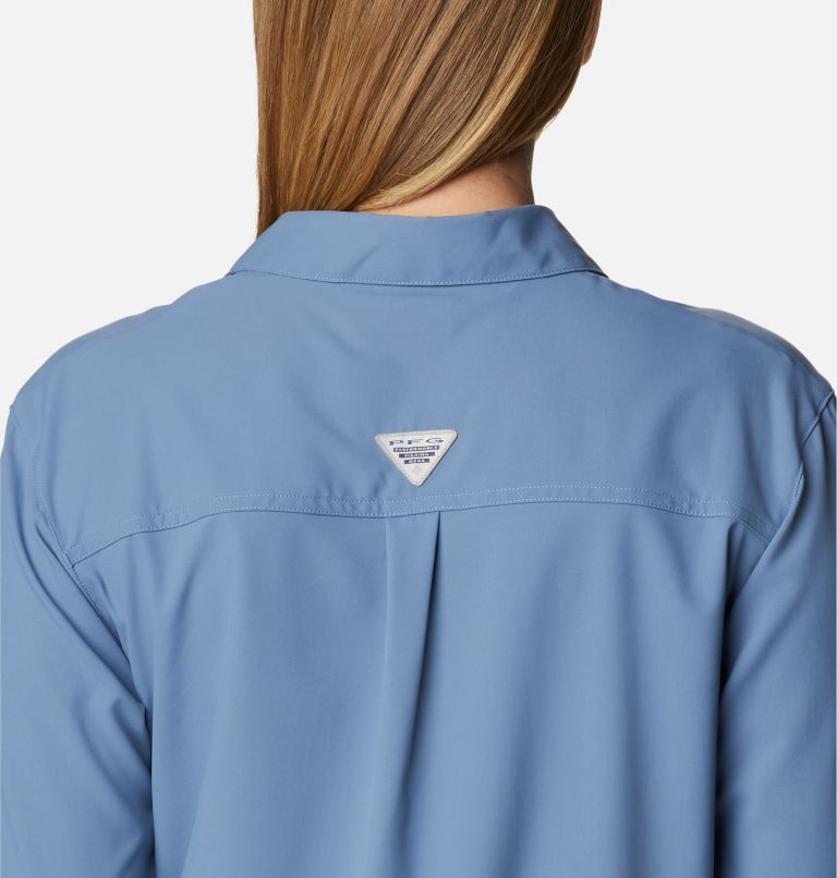Thumbnail: Women's PFG Sun Drifter Woven Long Sleeve Shirt, Color: Bluestone, image 5