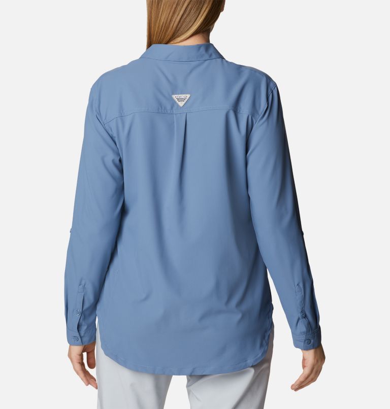 Women's PFG Sun Drifter Woven Long Sleeve Shirt, Color: Bluestone