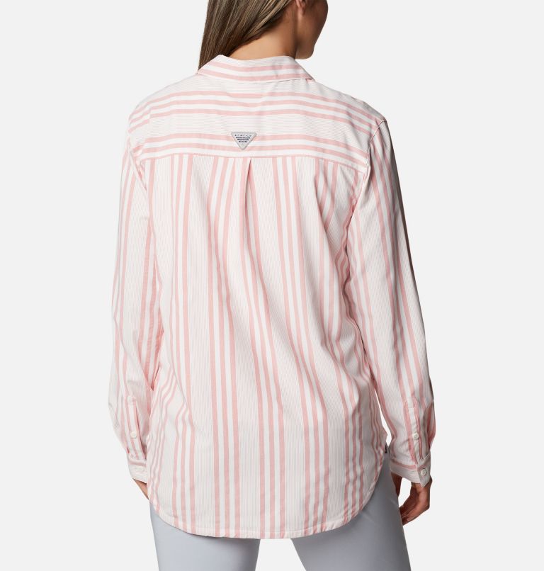 Thumbnail: Women's PFG Sun Drifter Woven Long Sleeve Shirt, Color: Red Spark Stripe, image 2