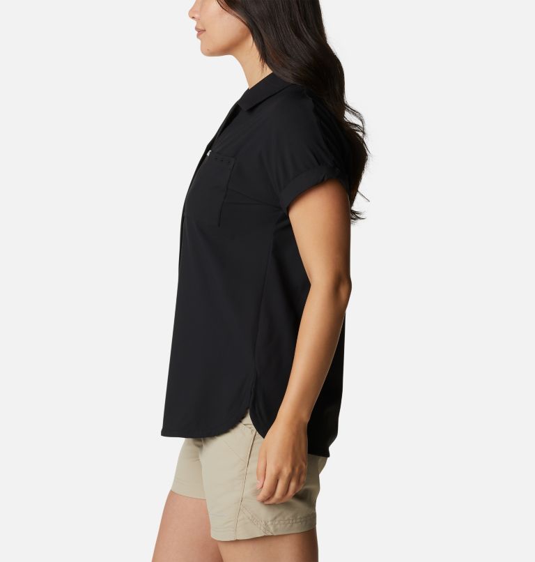 Women's PFG Sun Drifter Woven Short Sleeve Shirt, Color: Black, image 3