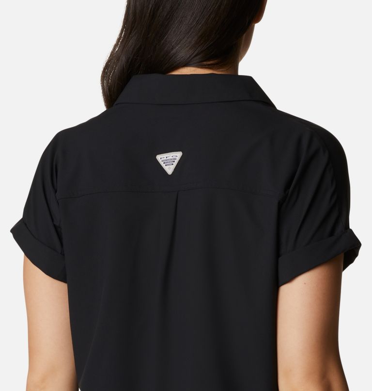 Women's PFG Sun Drifter Woven Short Sleeve Shirt, Color: Black, image 5