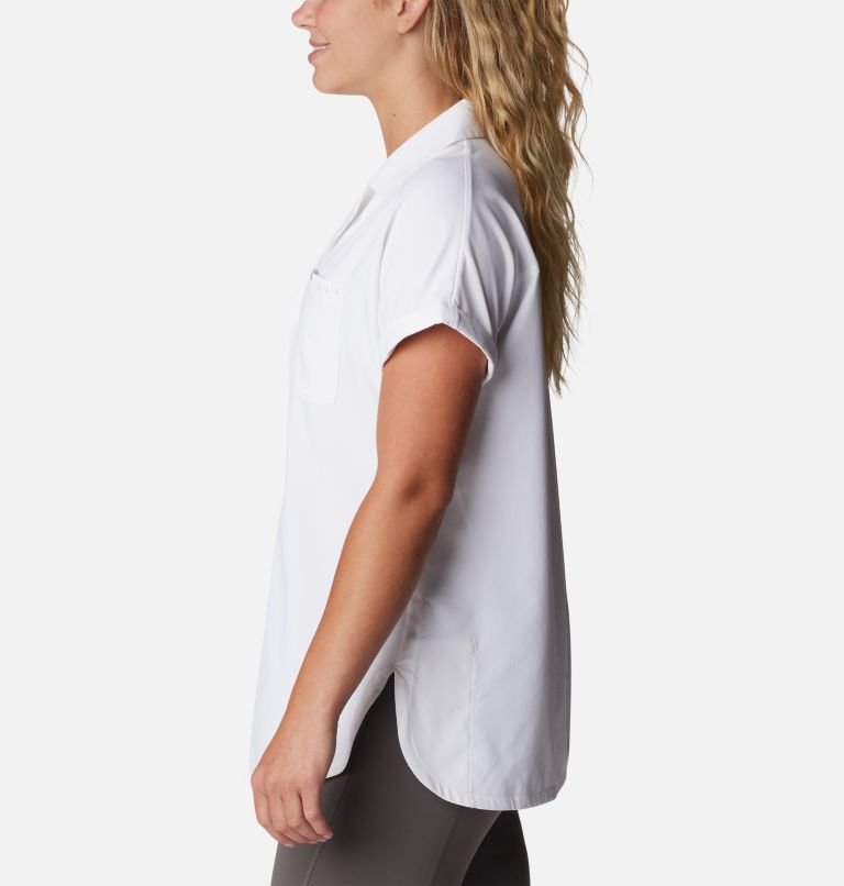 Women's PFG Sun Drifter Woven Short Sleeve Shirt, Color: White, image 3