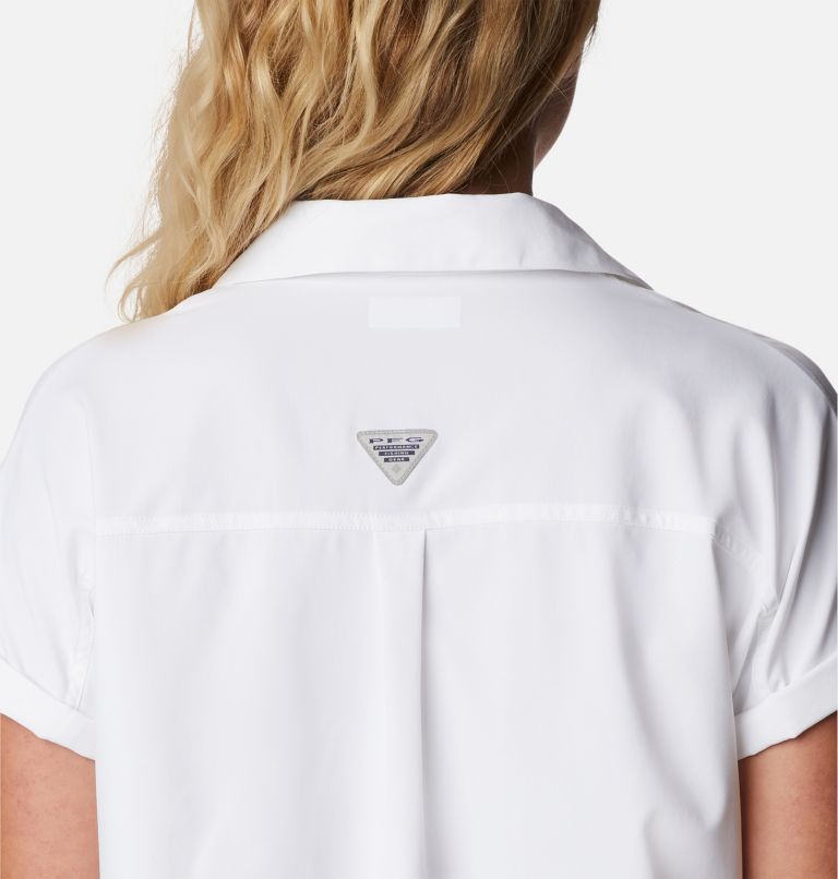 Women's PFG Sun Drifter Woven Short Sleeve Shirt, Color: White, image 5