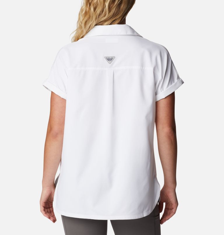 Thumbnail: Women's PFG Sun Drifter Woven Short Sleeve Shirt, Color: White, image 2