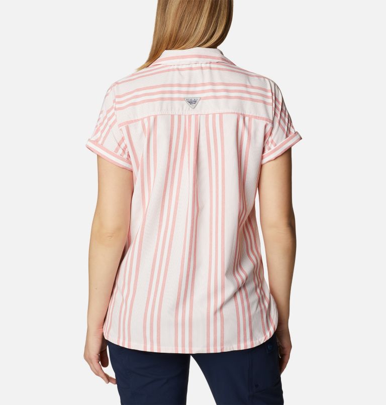 Women's Sun Drifter Woven Short Sleeve Shirt, Color: Red Spark Stripe, image 2