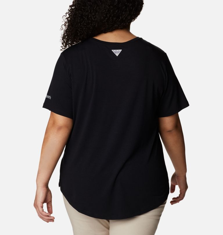 Thumbnail: Women's PFG Slack Water Knit T-Shirt II - Plus Size, Color: Black, image 2
