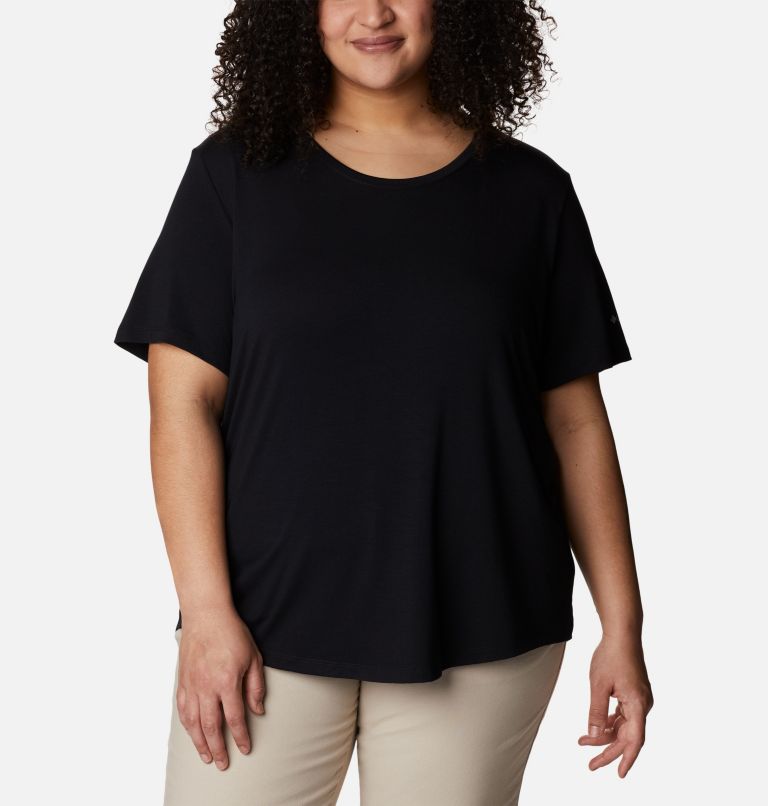 Thumbnail: Women's PFG Slack Water Knit T-Shirt II - Plus Size, Color: Black, image 1