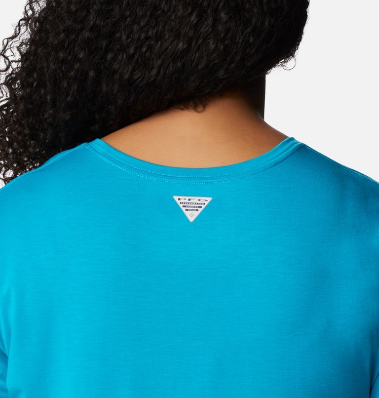 Women's PFG Slack Water Knit T-Shirt II - Plus Size, Color: Ocean Teal, image 5
