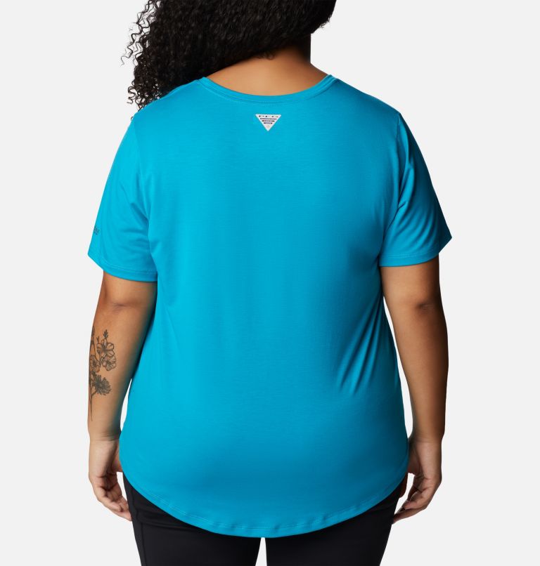 Women's PFG Slack Water Knit T-Shirt II - Plus Size, Color: Ocean Teal, image 2