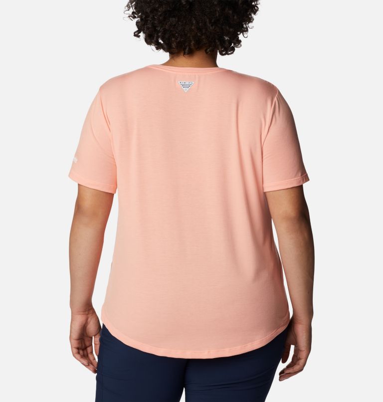 Women's PFG Slack Water Knit T-Shirt II - Plus Size, Color: Tiki Pink