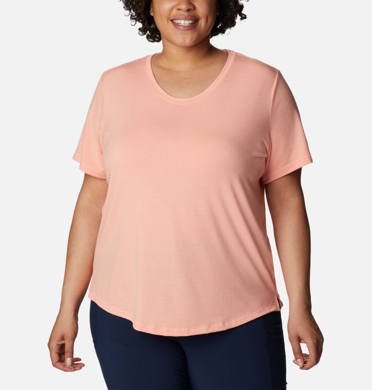 Women's PFG Slack Water Knit T-Shirt II - Plus Size, Color: Tiki Pink