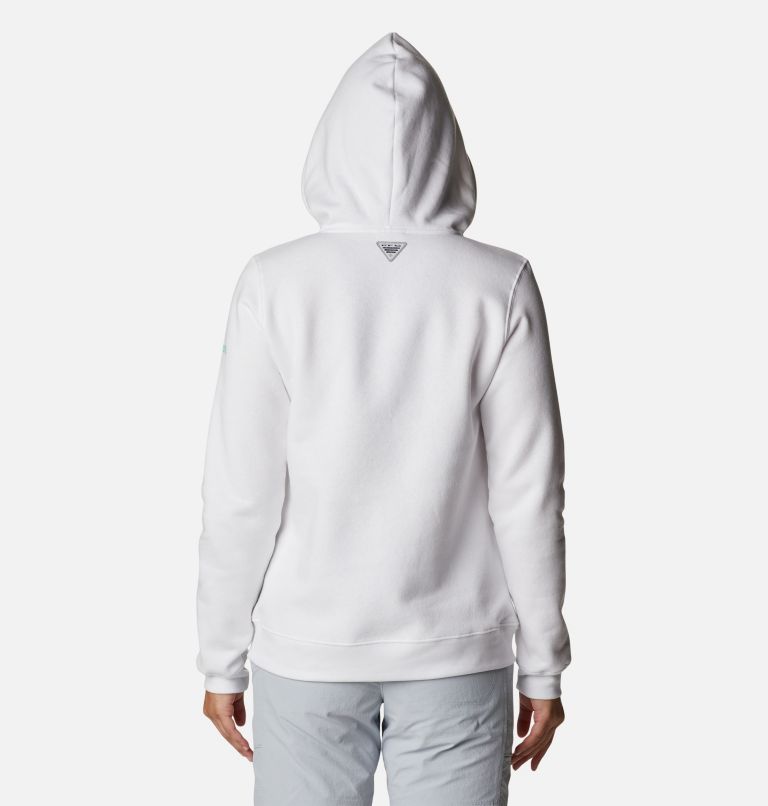 Thumbnail: Women's Slack Water Graphic Hoodie, Color: White, Electric Turquoise, image 2