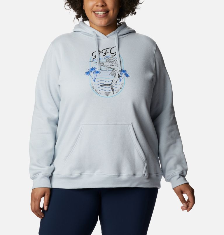 Women's Slack Water Graphic Hoodie - Plus Size, Color: Cirrus Grey, Black, image 1