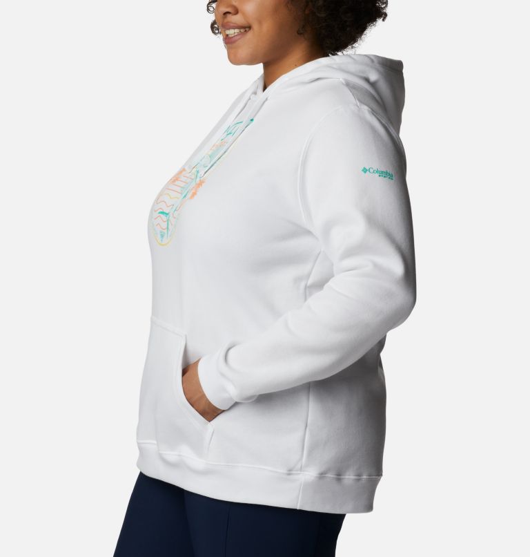 Women's Slack Water Graphic Hoodie - Plus Size, Color: White, Electric Turquoise