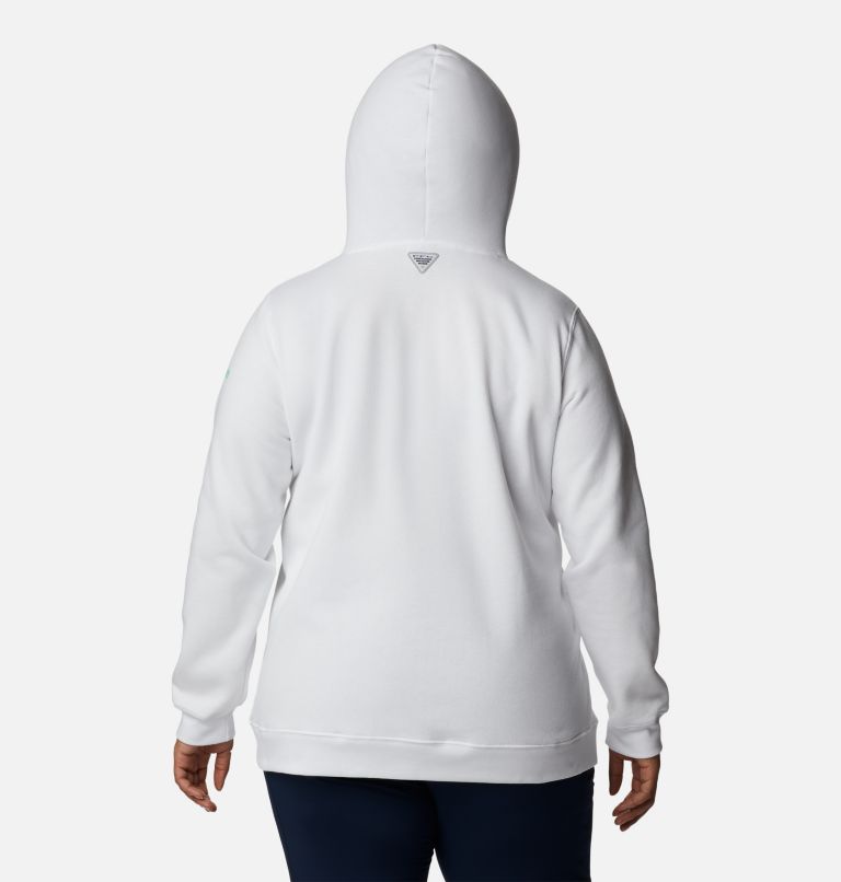 Thumbnail: Women's Slack Water Graphic Hoodie - Plus Size, Color: White, Electric Turquoise, image 2
