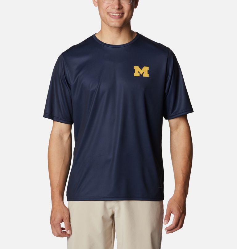 Thumbnail: Men's Collegiate PFG Terminal Tackle Short Sleeve Shirt - Michigan, Color: UM - Collegiate Navy, image 1