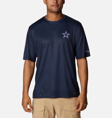 Men's Columbia Navy Dallas Cowboys Slack Tide Fish Omni-Shade Button-Up  Shirt