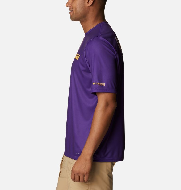 Thumbnail: Men's Collegiate PFG Terminal Tackle Short Sleeve Shirt - LSU, Color: LSU - Vivid Purple, image 3