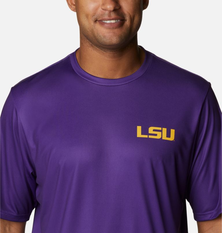 Thumbnail: Men's Collegiate PFG Terminal Tackle Short Sleeve Shirt - LSU, Color: LSU - Vivid Purple, image 4