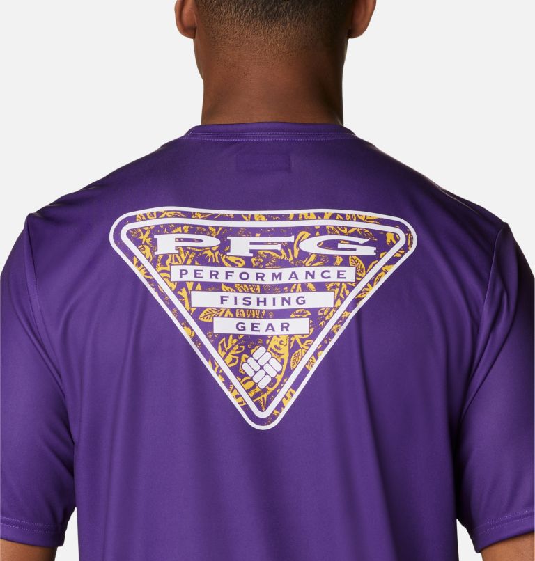 Thumbnail: Men's Collegiate PFG Terminal Tackle Short Sleeve Shirt - LSU, Color: LSU - Vivid Purple, image 5