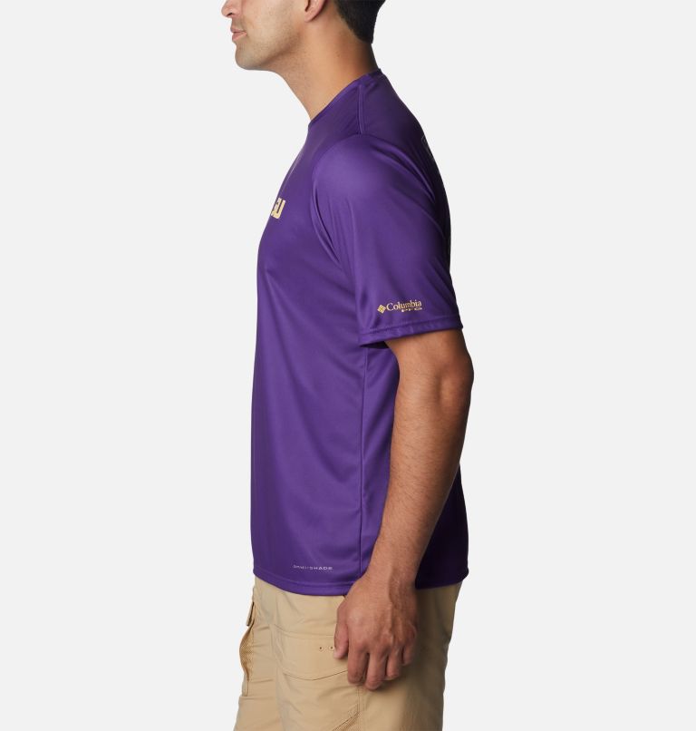 Men's Collegiate PFG Terminal Tackle Short Sleeve Shirt - LSU, Color: LSU - Vivid Purple, image 3