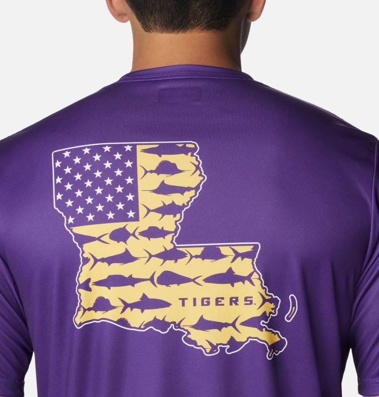 Men's Collegiate PFG Terminal Tackle Short Sleeve Shirt - LSU, Color: LSU - Vivid Purple, image 5
