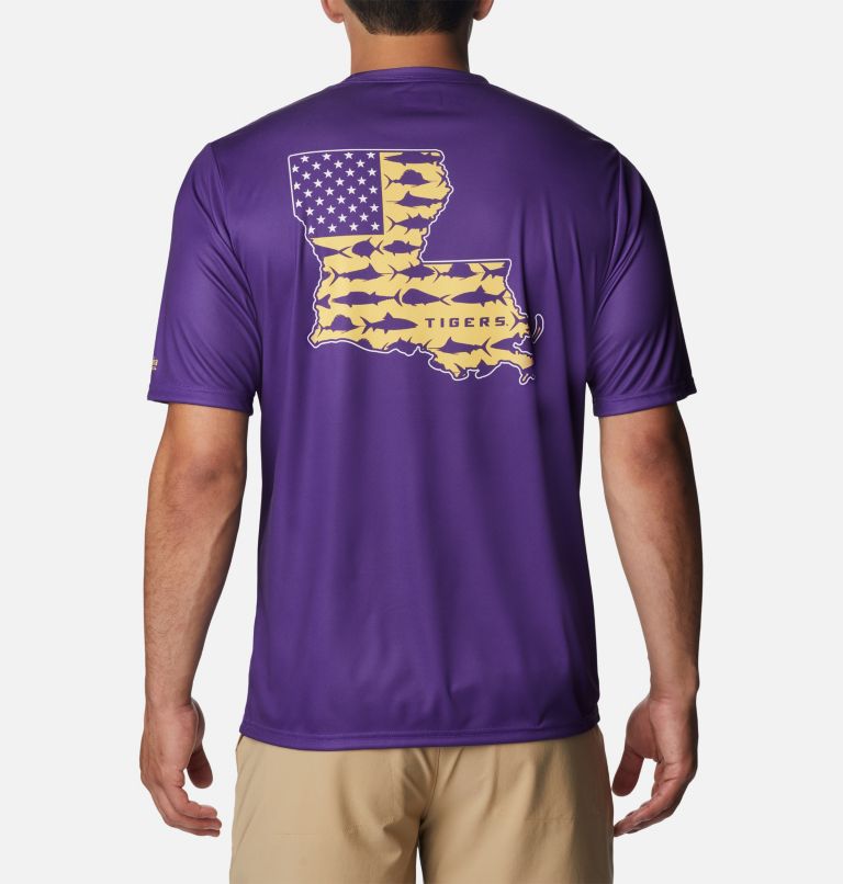 Men's Collegiate PFG Terminal Tackle Short Sleeve Shirt - LSU, Color: LSU - Vivid Purple, image 2