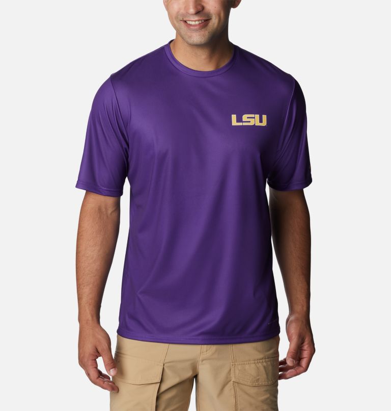 Men's Collegiate PFG Terminal Tackle Short Sleeve Shirt - LSU, Color: LSU - Vivid Purple, image 1