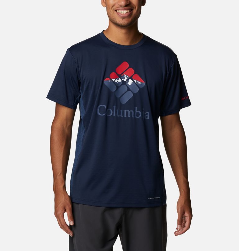 Men’s Zero Ice Cirro-Cool Technical T-Shirt, Color: Collegiate Navy, Hood Nightscape Graphic, image 1