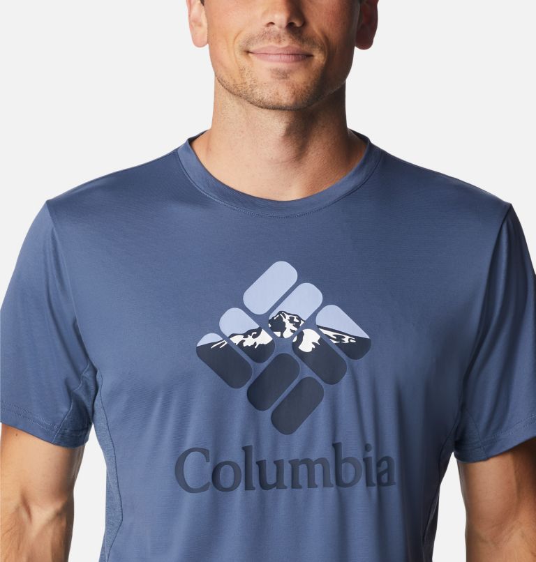 Men’s Zero Ice Cirro-Cool Technical T-Shirt, Color: Dk Mountain, Hood Nightscape Graphic, image 4