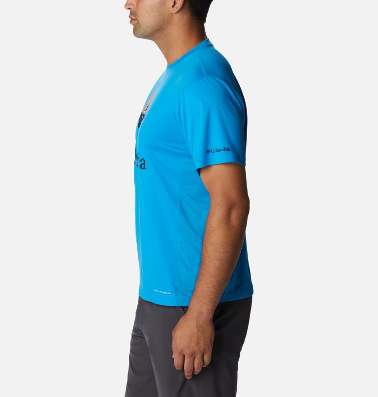 Men’s Zero Ice Cirro-Cool Technical T-Shirt, Color: Compass Blue, Hood Nightscape Graphic, image 3