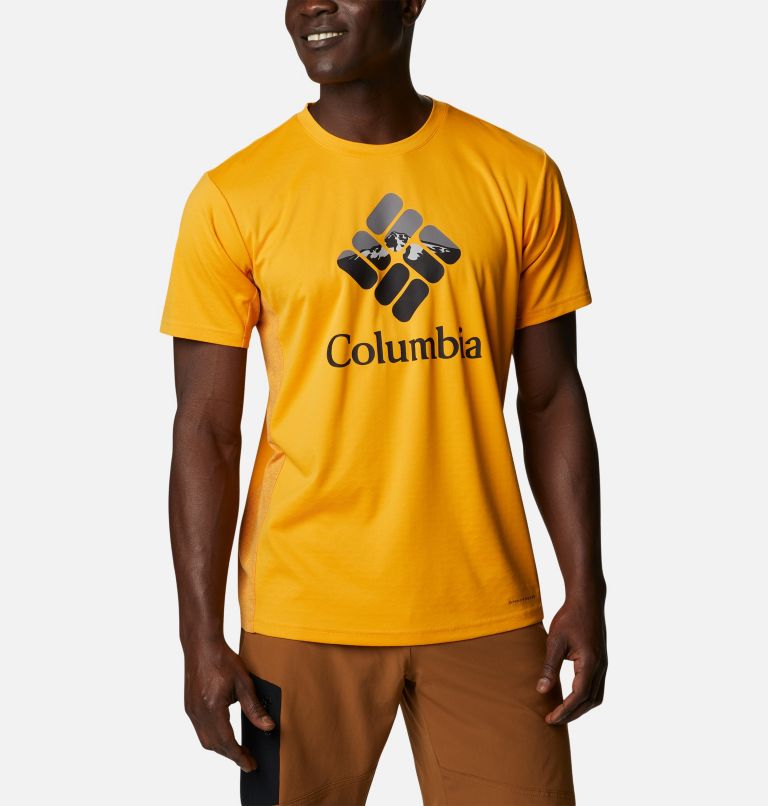 Men’s Zero Ice Cirro-Cool Technical T-Shirt, Color: Mango, Hood Nightscape Graphic, image 1