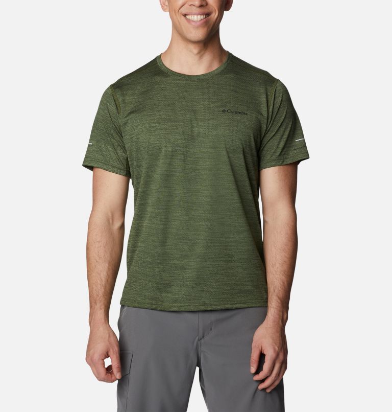 Men's Alpine Chill Zero Short Sleeve Crew Shirt, Color: Surplus Green Heather, image 1