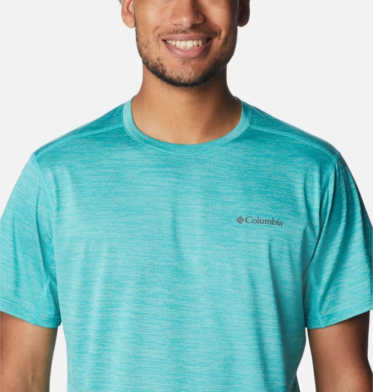 Men's Alpine Chill Zero Short Sleeve Crew Shirt, Color: Bright Aqua Heather, image 4