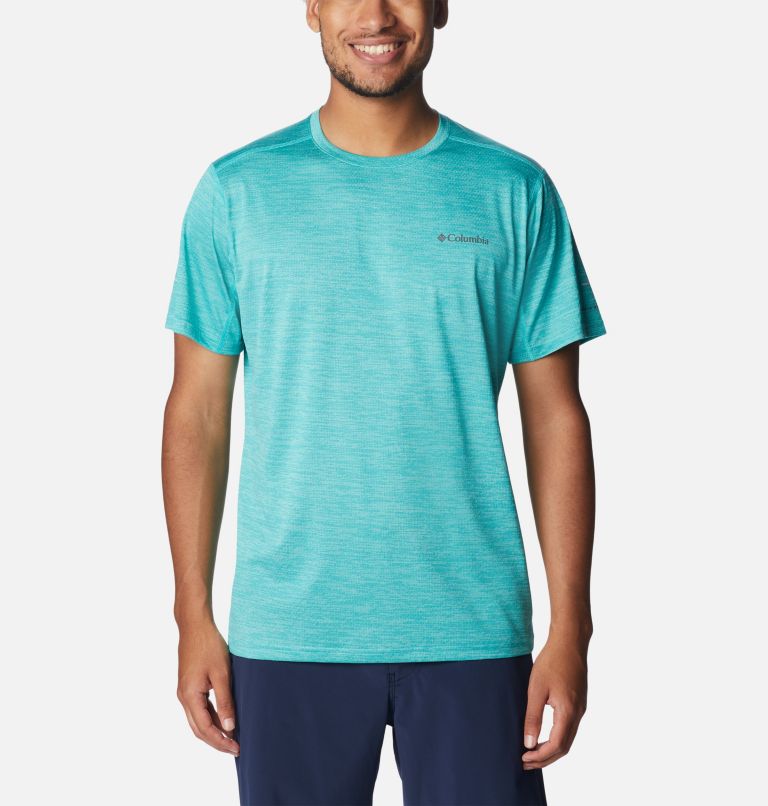 Men's Alpine Chill Zero Short Sleeve Crew Shirt - Tall, Color: Bright Aqua Heather, image 1