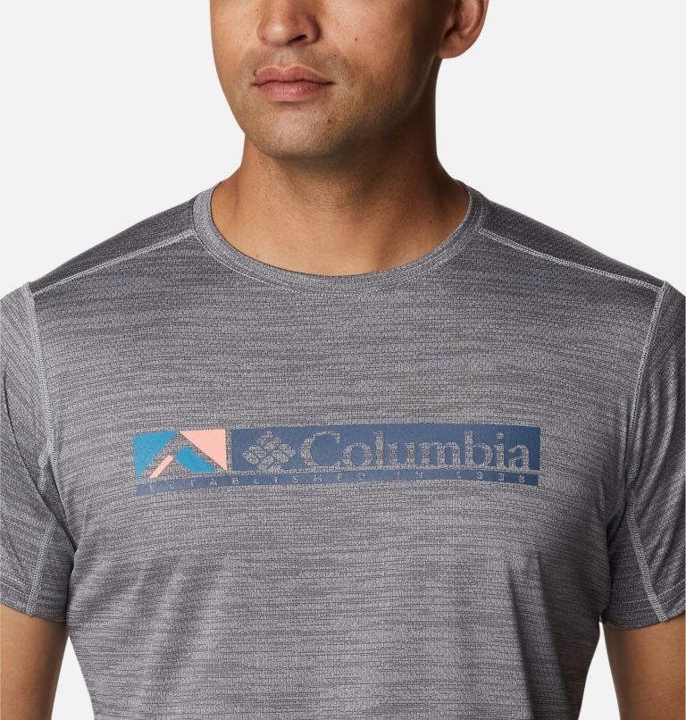 Men's Alpine Chill Zero Graphic Short Sleeve Shirt, Color: Columbia Grey Hthr, Ridgescape Graphic
