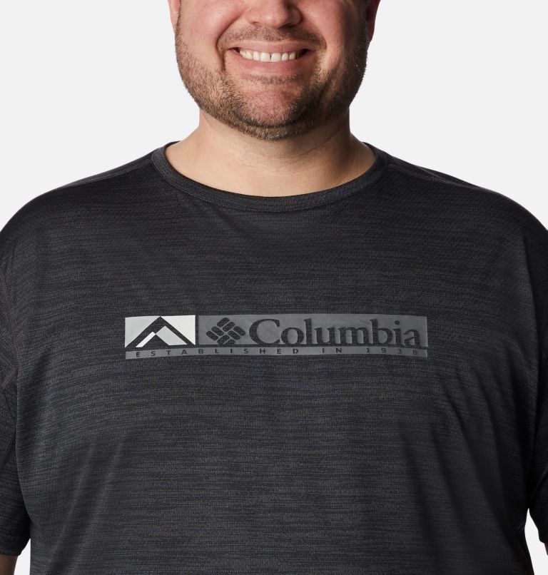 Thumbnail: Men's Alpine Chill Zero Graphic Short Sleeve Shirt - Big, Color: Black Heather, Ridgescape Graphic, image 4