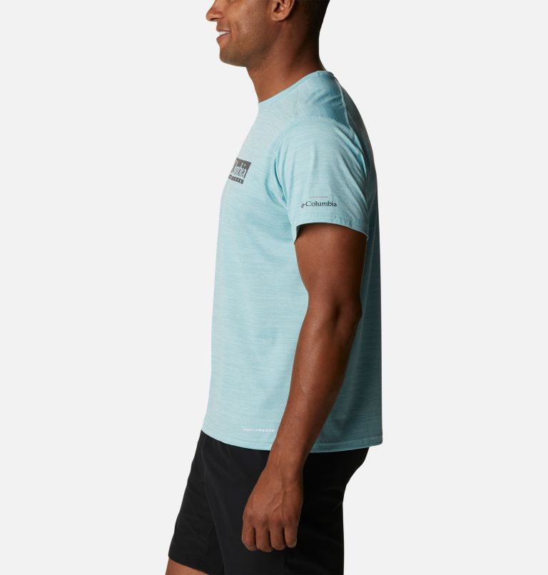 Thumbnail: T-shirt imprimé à manches courtes Alpine Chill Zero Homme - Grandes tailles, Color: Icy Morn Heather, Ridgescape Graphic, image 3