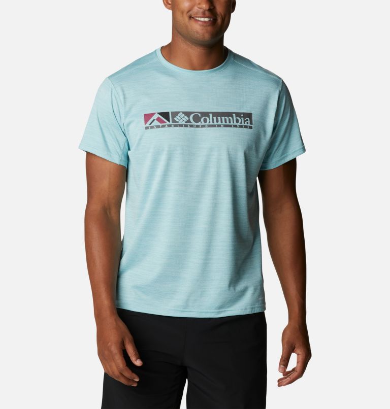 T-shirt imprimé à manches courtes Alpine Chill Zero Homme - Grandes tailles, Color: Icy Morn Heather, Ridgescape Graphic, image 1