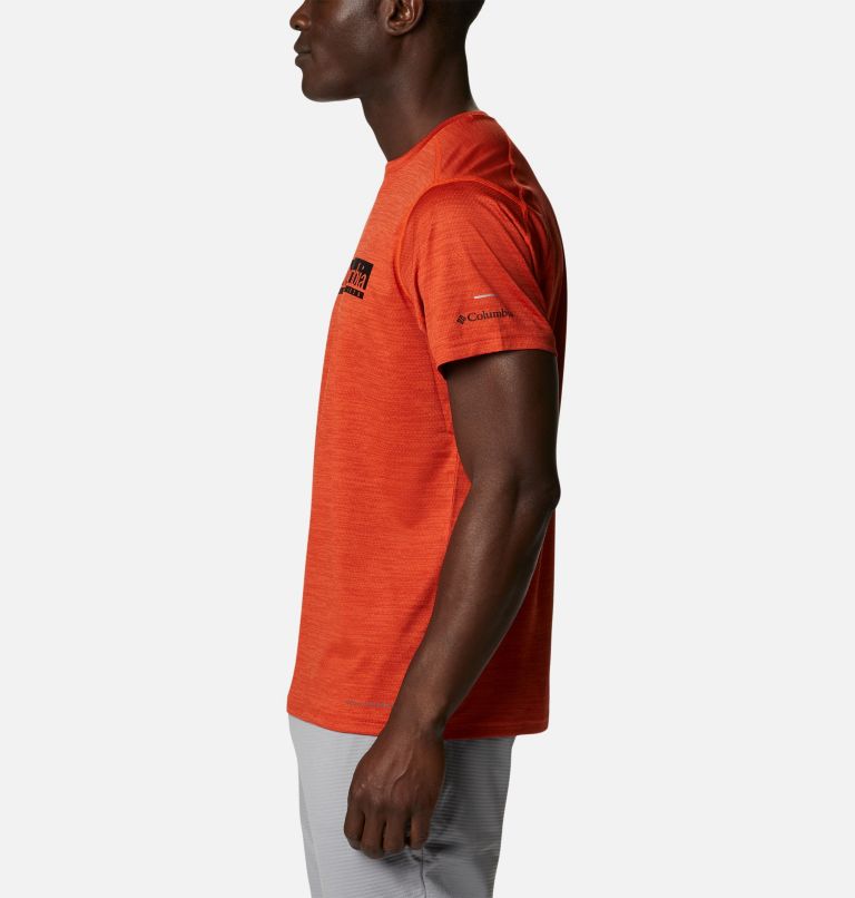 Thumbnail: Camiseta técnica estampada Alpine Chill Zero para hombre, Color: Red Quartz Heather, Ridgescape Graphic, image 3