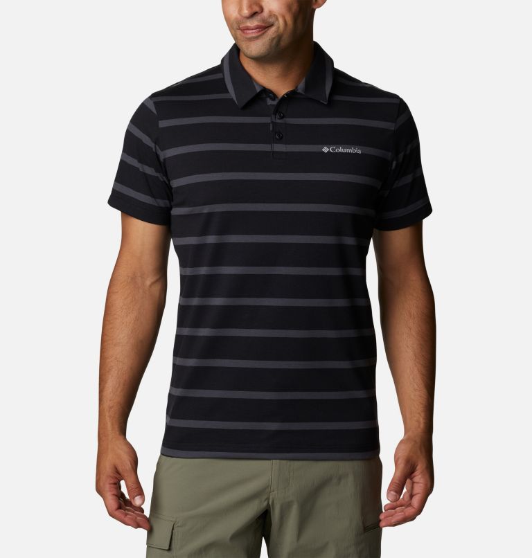 Polo Sun Trek Homme, Color: Black, Shark Heather Stripe, image 1