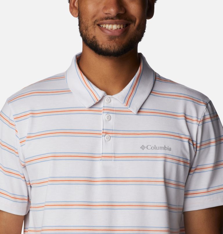 Men's Sun Trek Polo, Color: White Scattered Stripe, image 4