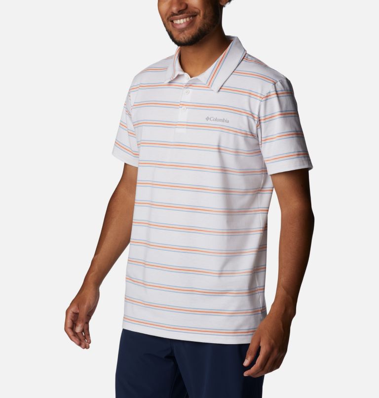 Men's Sun Trek Polo, Color: White Scattered Stripe, image 5