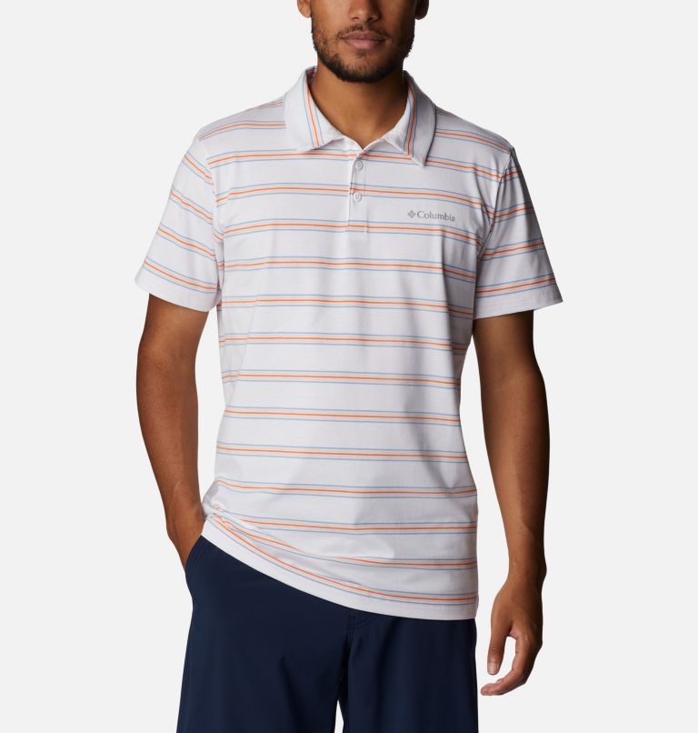 Men's Sun Trek Polo, Color: White Scattered Stripe, image 1